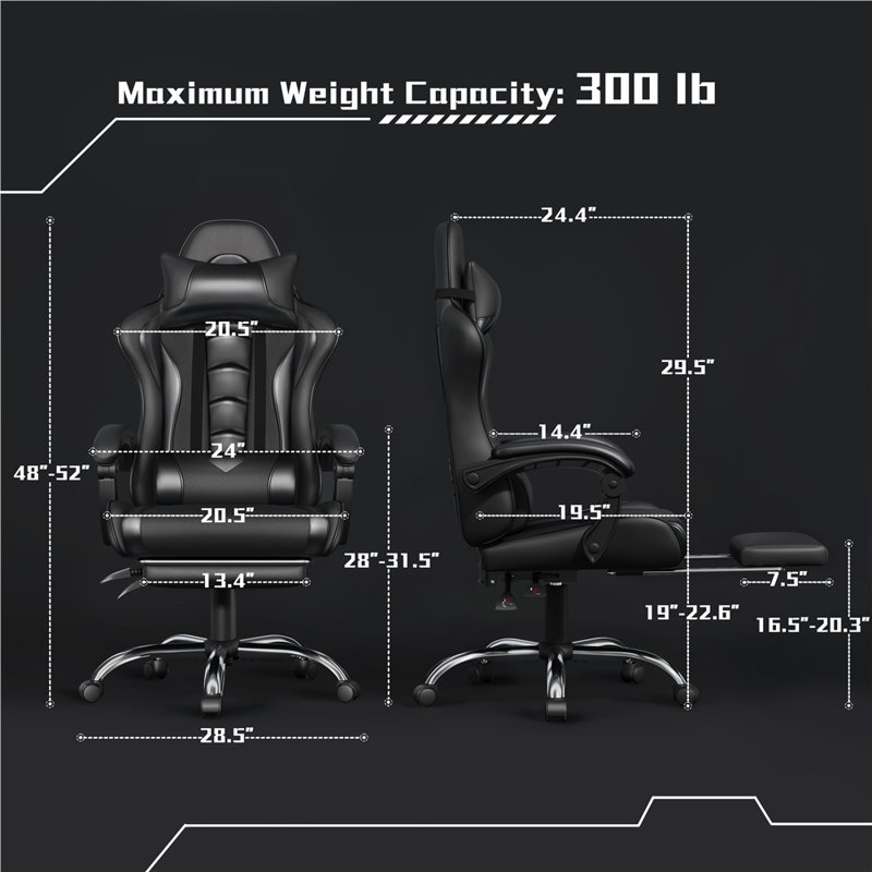 Chaise de bureau à dossier haut avec accoudoirs rembourrés, Black