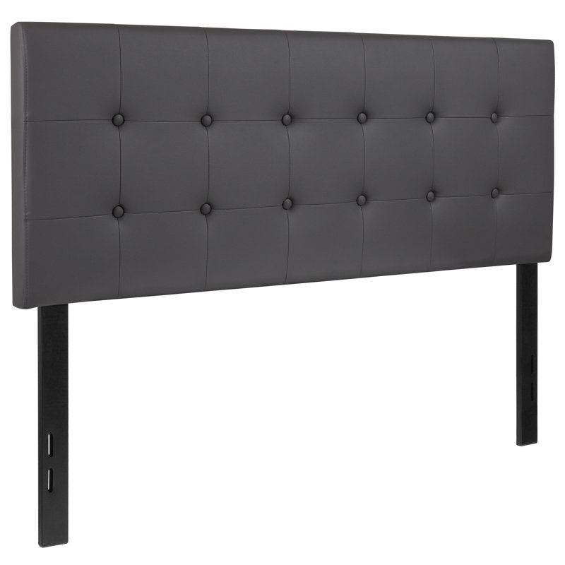 Ciriaca Button Tufted Upholstered Headboard, Full, Gray