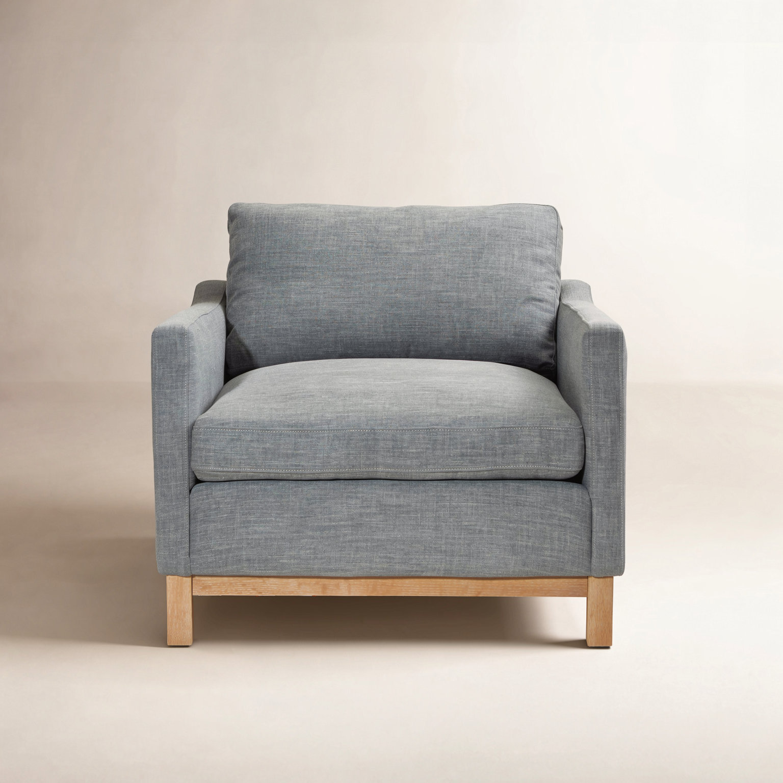 Down Filled Armchair with Ottoman, Coastal Fog