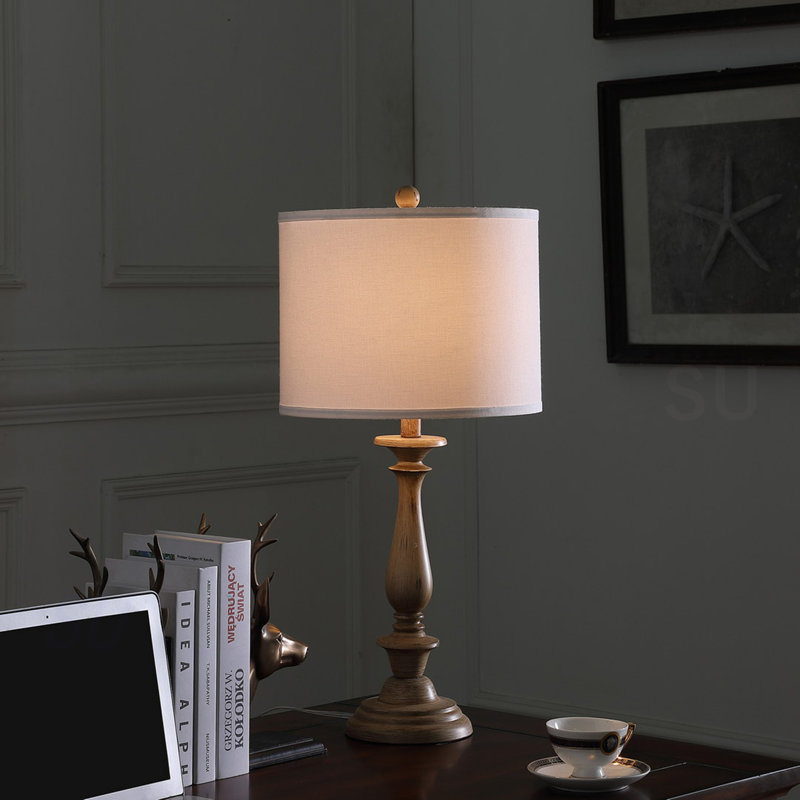 Lampe de table en polyrésine effet bois 27,5 po
