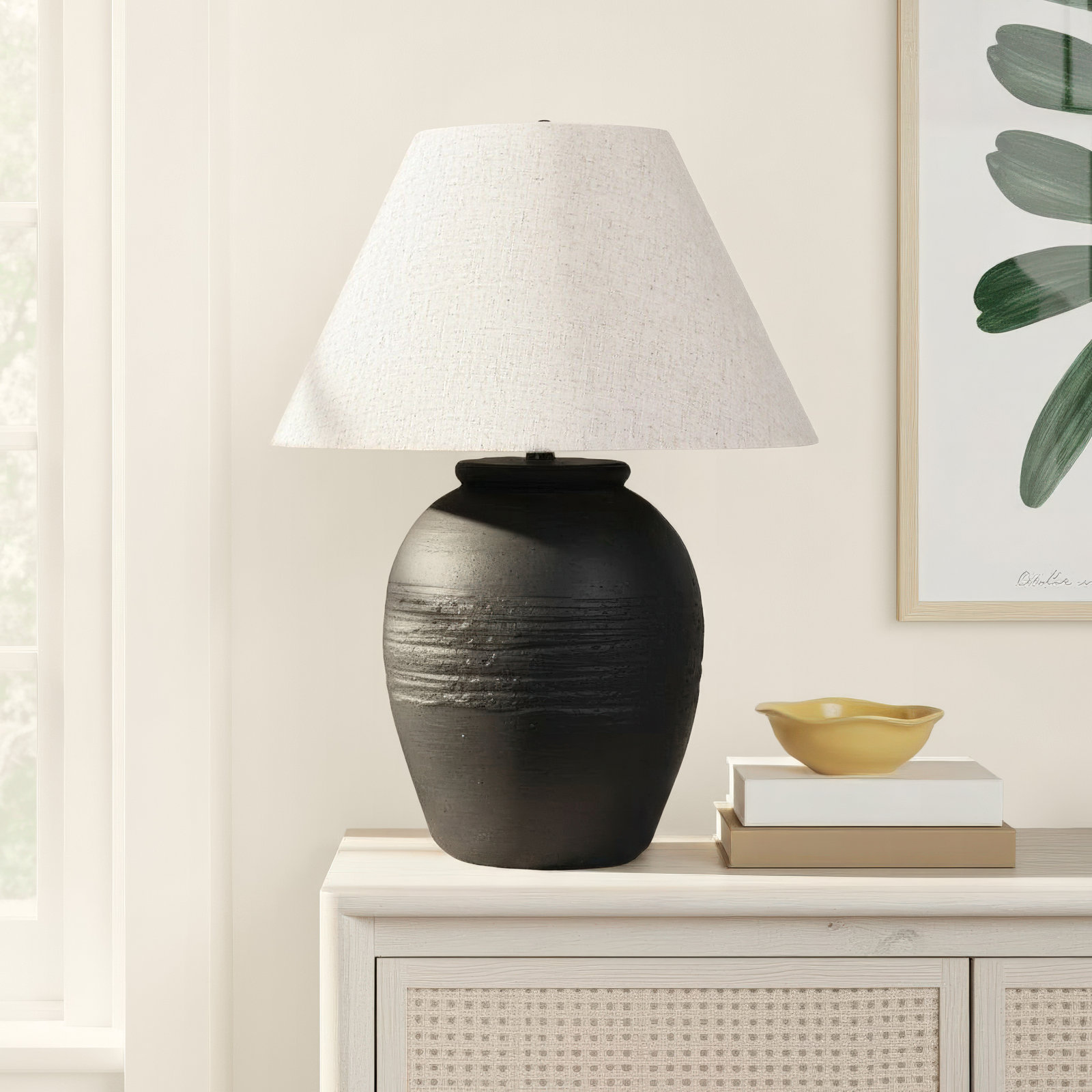 Sharol Ceramic Table Lamp, Black