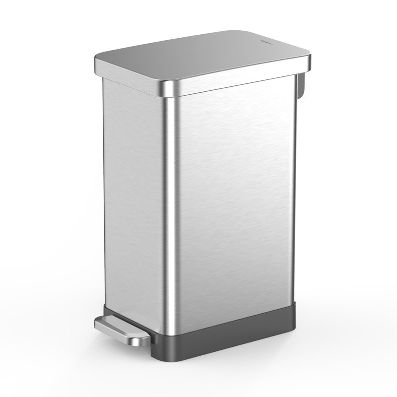 Poubelle mince en acier inoxydable 50L - Basics by Wayfair ™, Brossé
