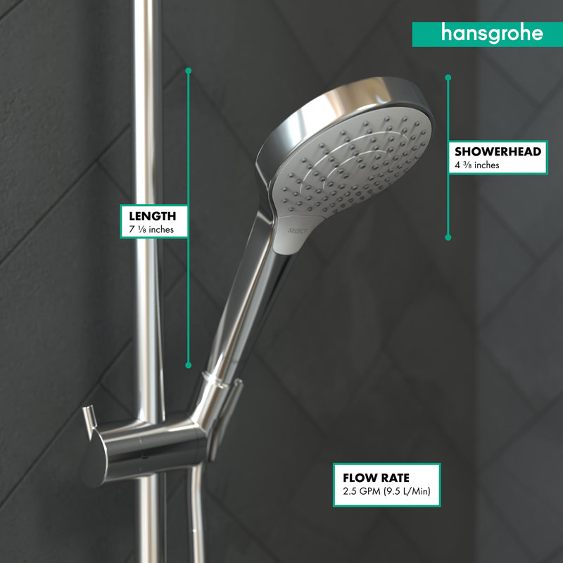 Pomme de douche à main multifonctionnelle 2,0 GPM Croma, Chrome / Blanc, 2.5 GPM 