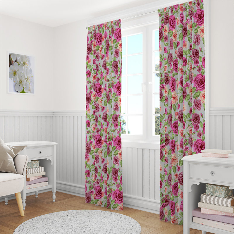 Panneau de rideau floral semi-transparent, L 40 po x L 82 po