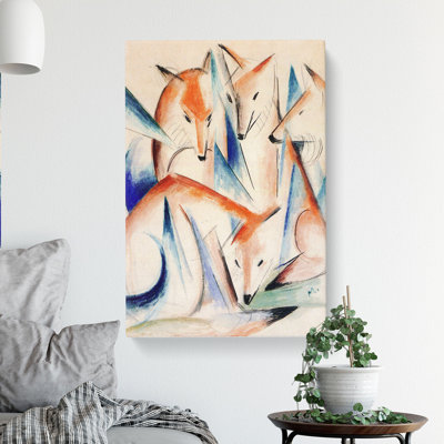 Group Of Foxes by Franz Marc - Wrapped Canvas Painting