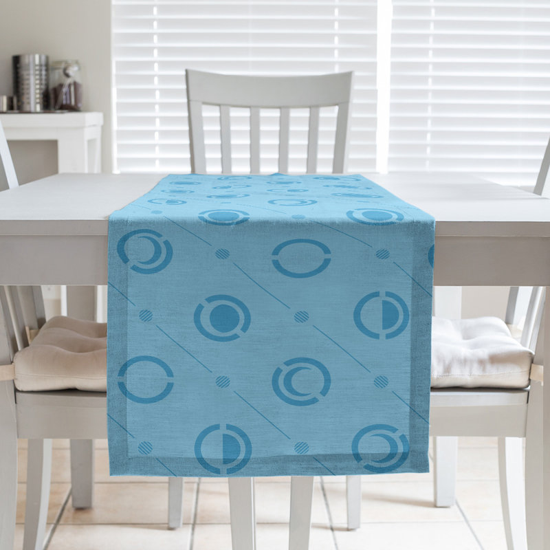 Classic Moon Phases Table Runner, 16" x 72", Dark Green/Blue