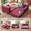 Canapé-lit modulaire convertible en forme de L, tissu chenille bourgogne adapté aux animaux de compagnie, mousse à haute densité 4 couches, canapé-lit moderne pour le salon