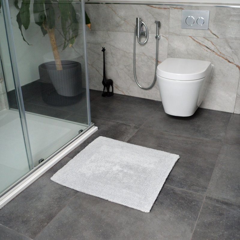 Nagelly Reversible Square Bath Mat, Dove Grey