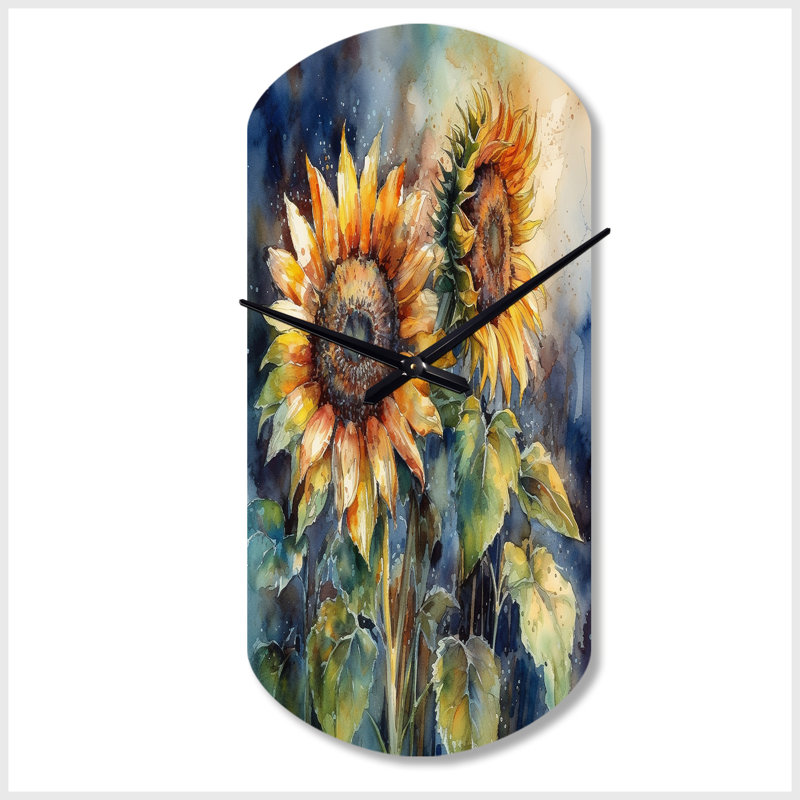 Jaune tournesol symphonie II - horloge murale tournesol asymétrique, Petit
