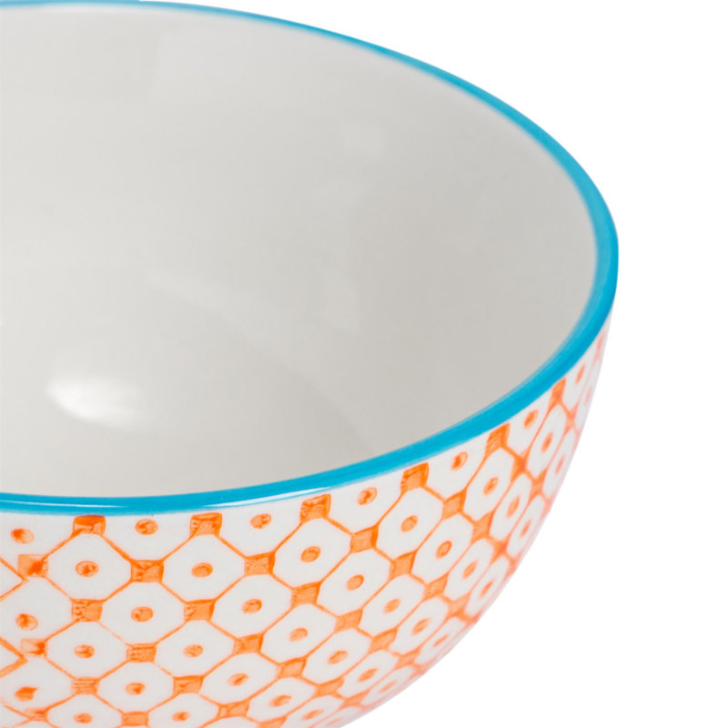 Nicola Spring Hand-Printed Rice Bowls - 12cm - Orange - Pack of 6