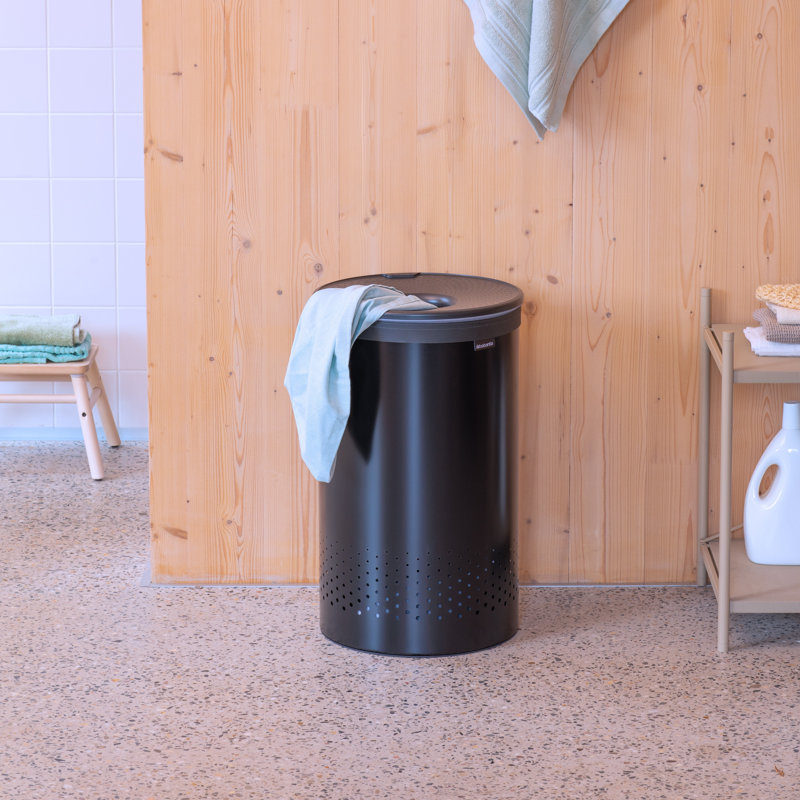 Brabantia Laundry Hamper, 16 Gallon (60 Liter), Matte Black