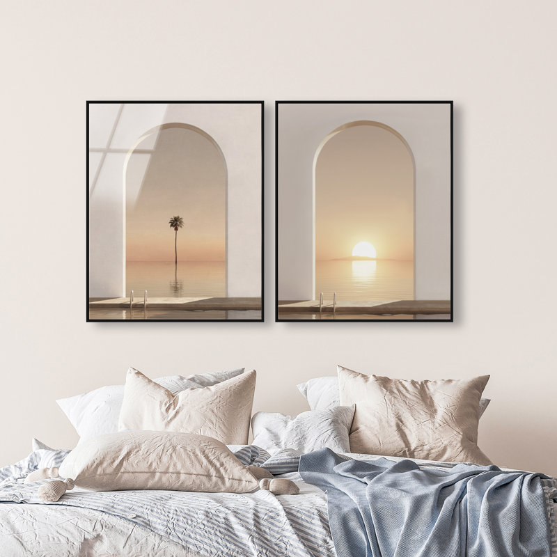 Coastal Window Set High-Gloss Frameless Acrylic Glass Wall Art Landscape & Nature Print by Oliver Gal, Ready to Hang, 16 x 20
