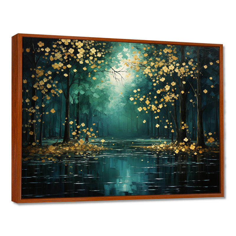 Décoration murale Bold Forest Emerald III - Forêt, H 12 po x l 20 po x P 1 po, Cadre flottant brun