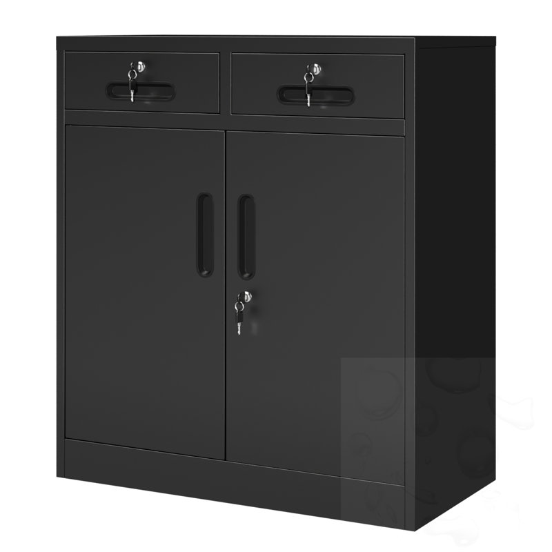 Armoire de bureau avec serrure, 2 tiroirs et tablettes réglables