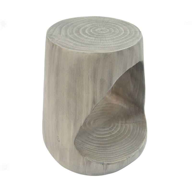 Hollow Side Table, Wood-Like Texture, 16.75" H x 14.55" W x 14.55" D, Gray