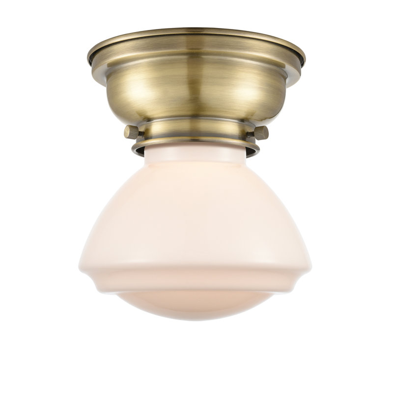 Plafonnier encastré 1 lumière 3,75 po Chesterville, Ampoule non incluse, Blanc mat, Laiton antique