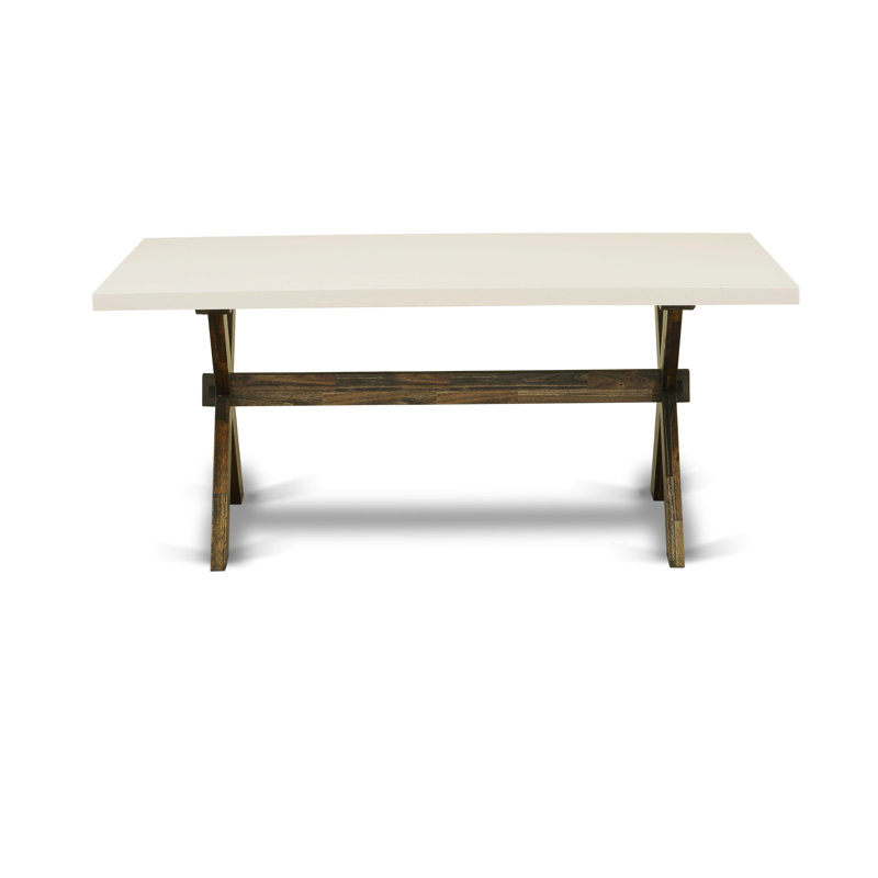 Table de salle à manger X-Style Modern, L 72 po x l 40 po, Blanc lin, Jacobin vieilli
