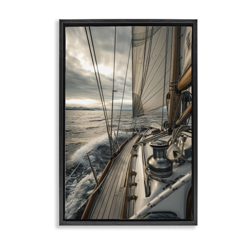  Toile flottante encadrée «Wake Waves» par LSR Design Studio, Cadre flottant noir de jais, H 25 po x l 17 po