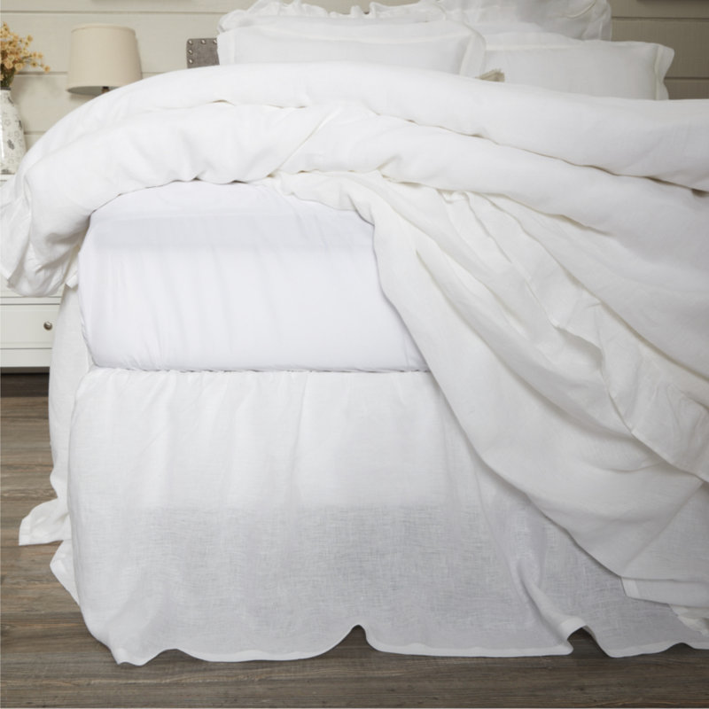 Provincial Linen White Queen Bed Skirt 80Lx60Wx21, White, Queen