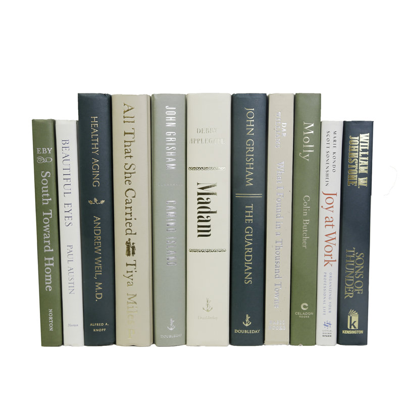 1 Foot of Decorative Green and Tan Books