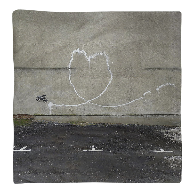 Banksy Graffiti No Pattern Square Napkin, 10" x 10", Poly Twill