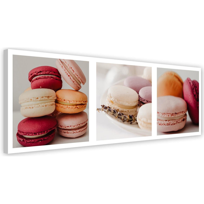 Set Of Sweet Macarons - No Frame Print on Canvas, 40cm H x 120cm W