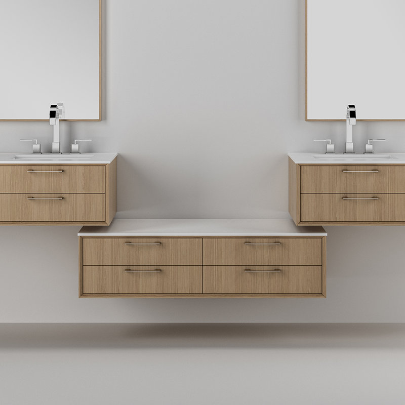 Gemelli 48" W x 12" H x 22" D Wall Mounted Bathroom Cabinet, Gloss Black