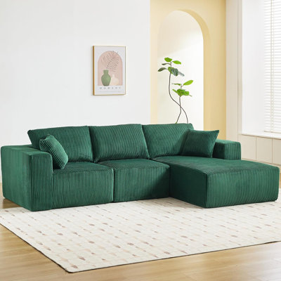 Canapé modulaire en L 108 po avec méridienne en tissu velours côtelé 108 po