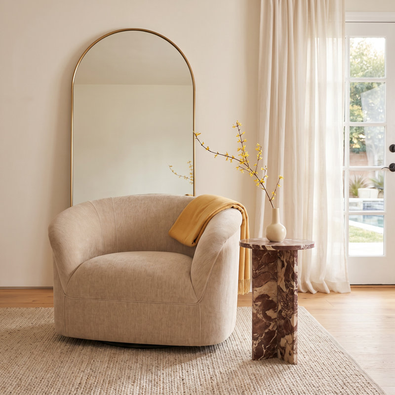  Arthur Upholstered Armchair, Beige Performance Chenille