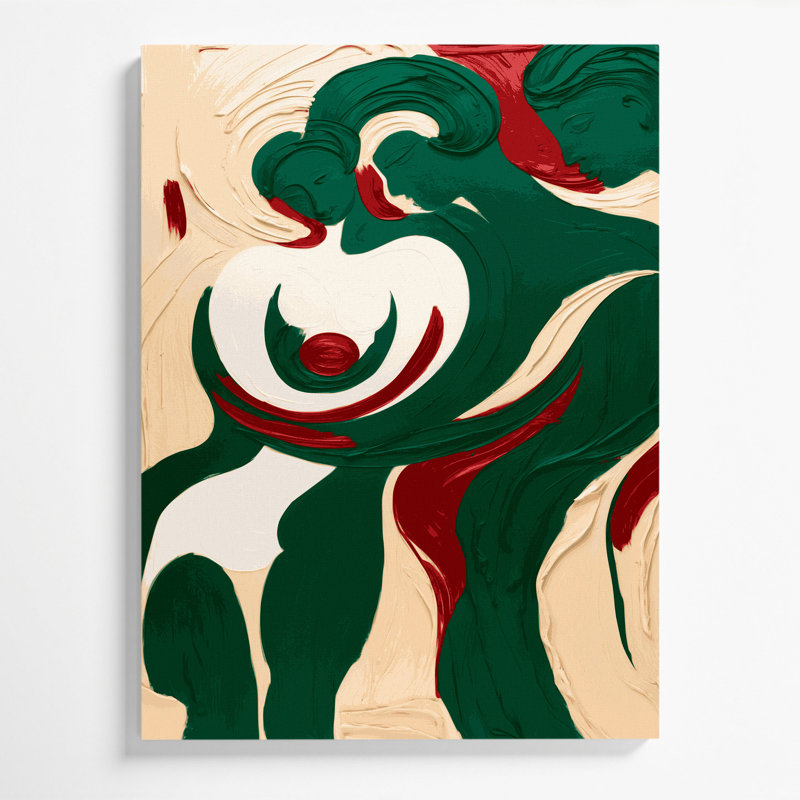 Abstrait art figuratif sur toile vert 78, 14" H x 11" W