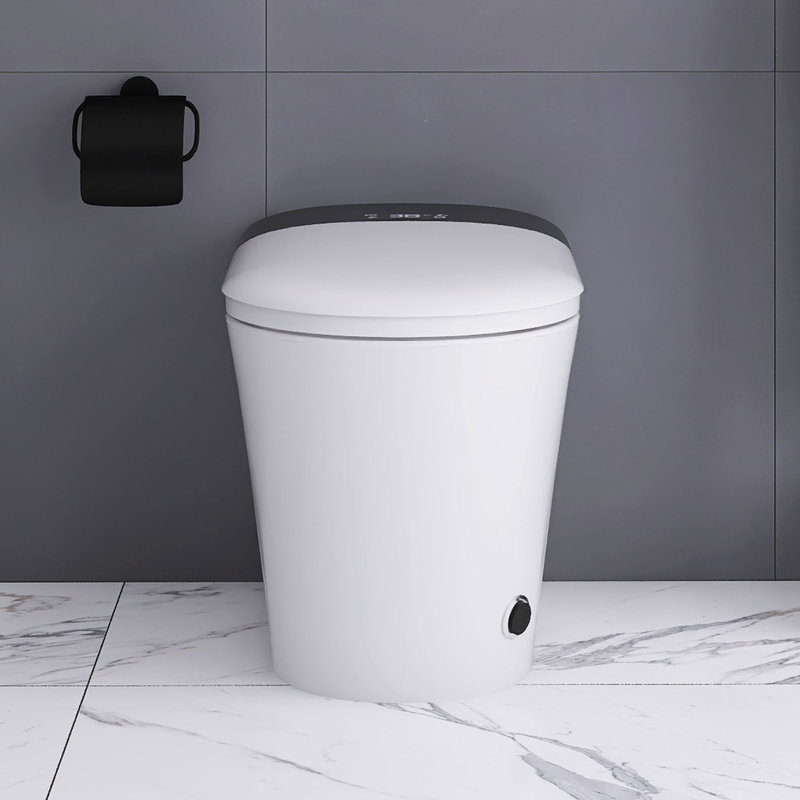 Ceramic Smart Toilet With Heated Seat, White/Black