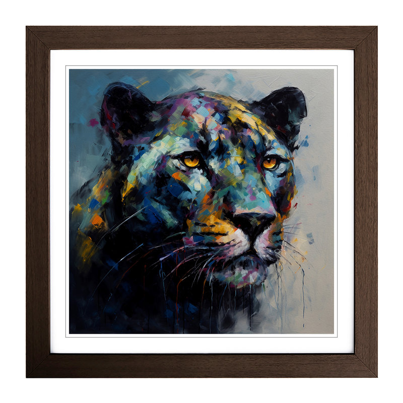 Panther Palette Knife Painting No.1 - Framed Print, Walnut