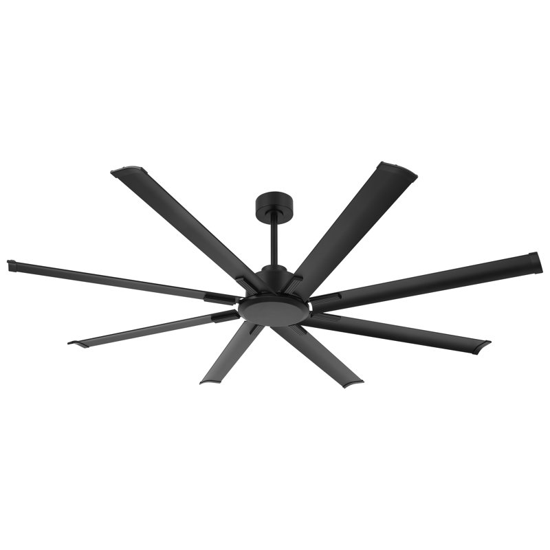 Indoor Ceiling Fan Without Light, With Remote Control, Black, 72"