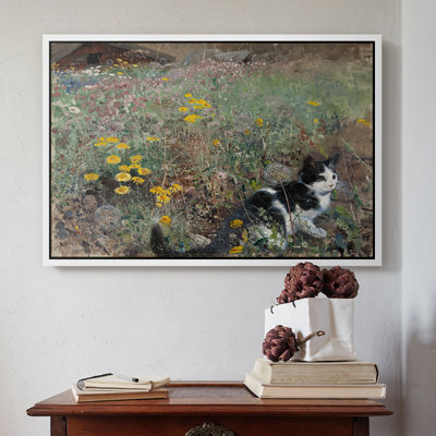 Chat sur une prairie fleurie, 1887 - Bruno Liljefors - Toile tendue avec châssis
