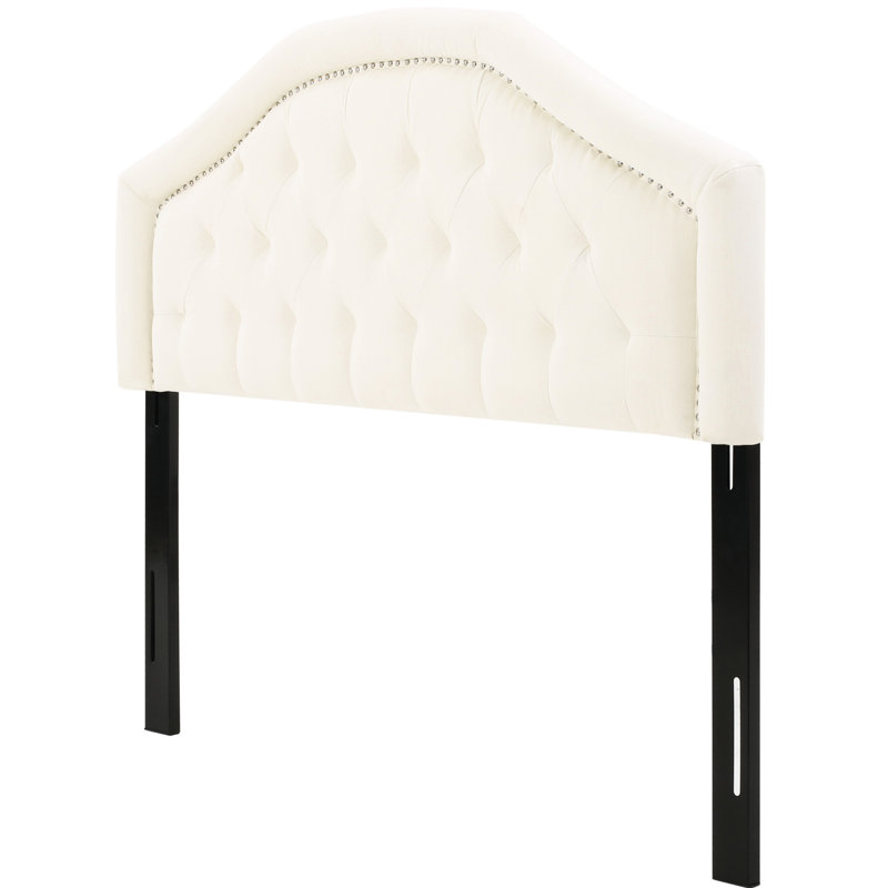 Tête de lit à boutons avec boutons à losanges pour lit grand et double, contemporaine, tapissier avec accent clouté, lits contemporains à assembler requis