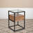 Riaan Glass End Table with Drawer and Shelf in Rustic Wood Grain Finish