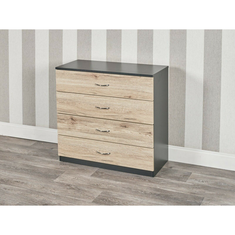 Keeton 75cm W 4 - Drawer Chest of Drawers, Black/Oak