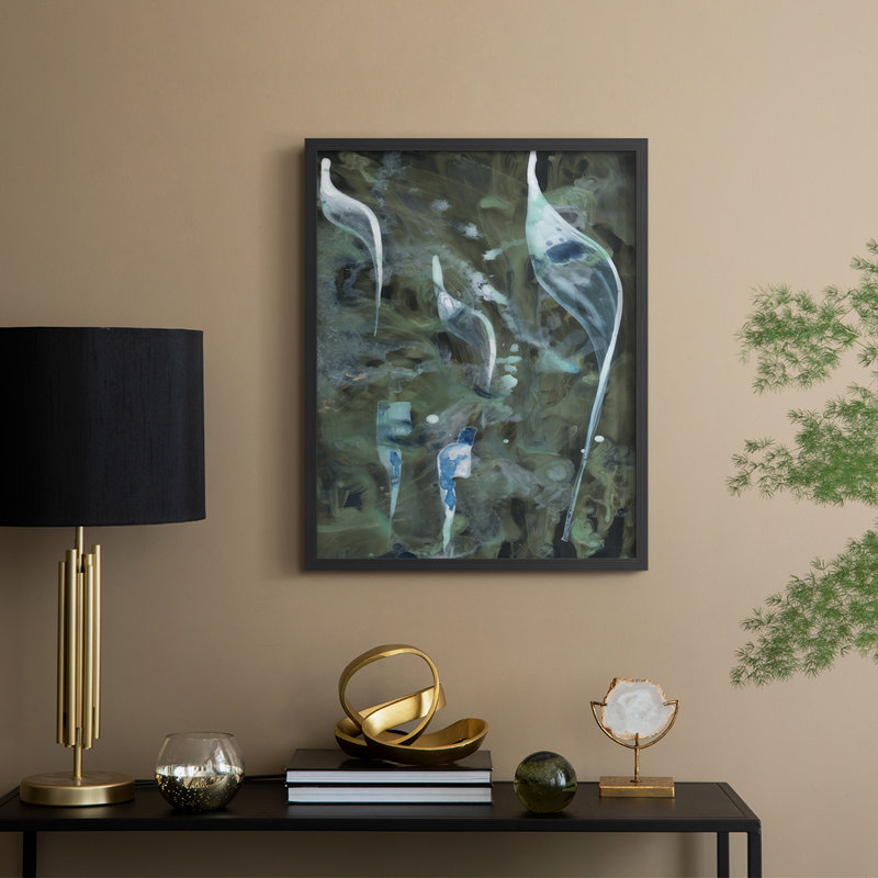 «Beginning in the Great Deep II», reproduction encadrée - bois massif, H 15 po x l 12 po, Cadre noir