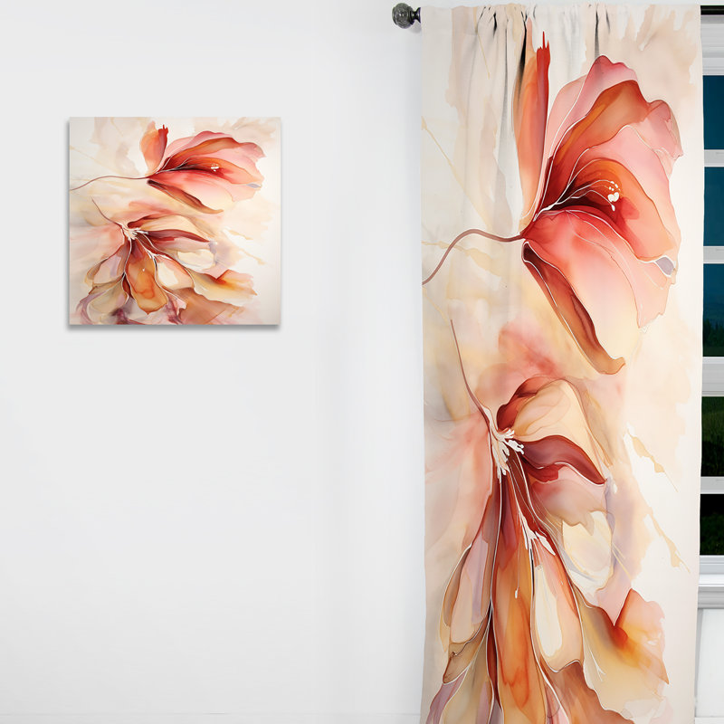 Peach Petal Dance - Rideau abstrait occultant Abstract Botanicals - 1 panneau, L 52 po x L 63 po