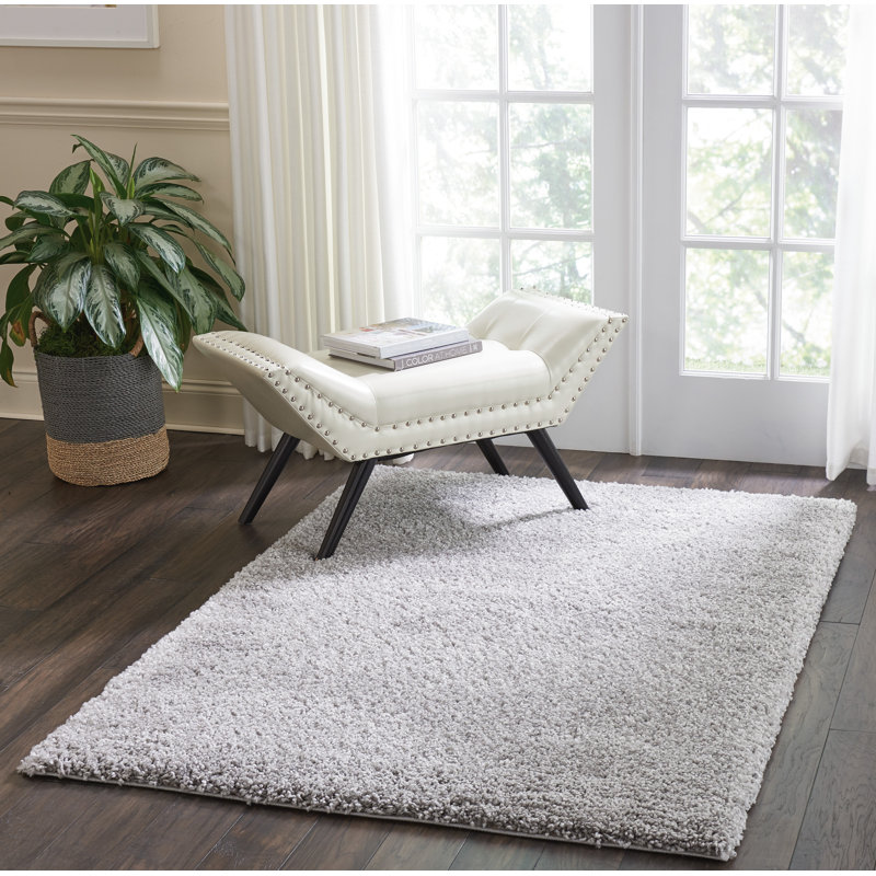 Tapis argenté à longs poils Sunny, Rectangle 3 pi 11 po x 5 pi 11 po