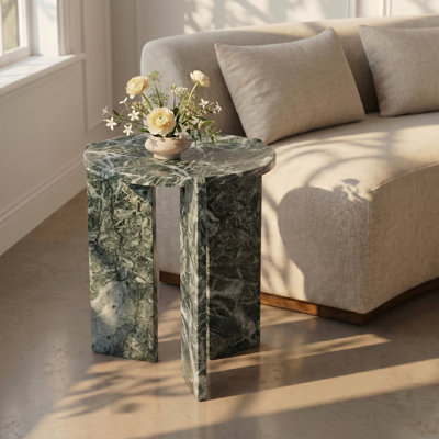 Table de bout / d'appoint en marbre véritable vert Vernazza