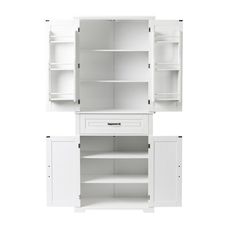 Armoire de rangement de salle de bain avec portes et tiroir, Blanc