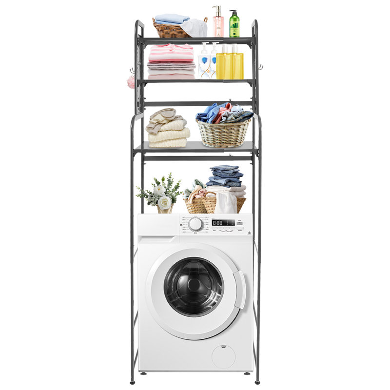 Over-the-Washer Storage Rack, 3-Tier Adjustable Laundry Room Organizer, Gray