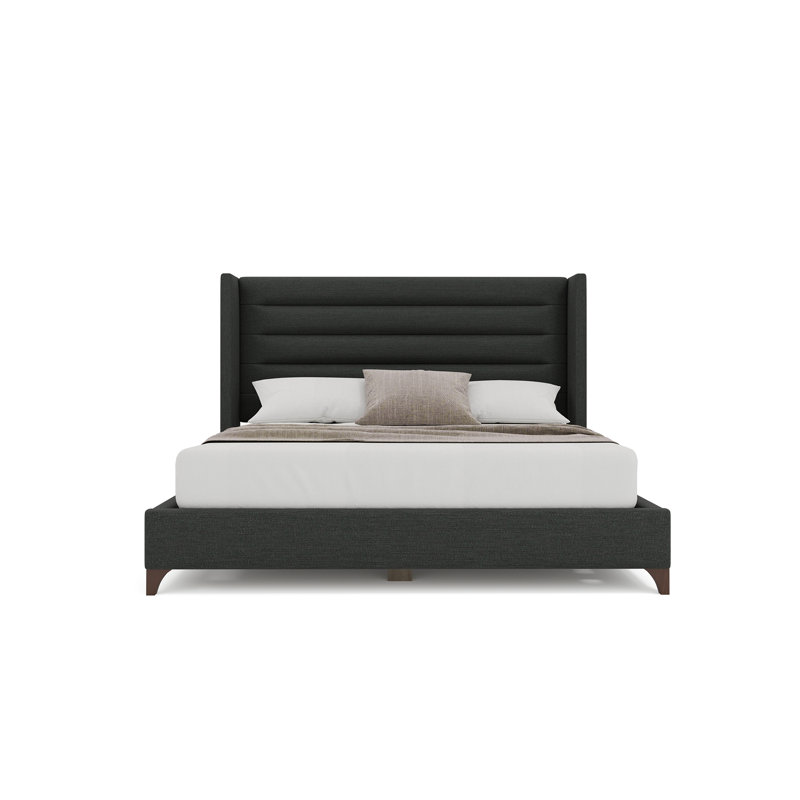 Miliyah Horizontal Channel Upholstered Bed, Queen, Charcoal Revolution®