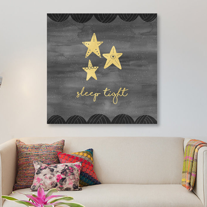 «Good Night Sleep Tight II», reproduction sur toile, H 12 po x l 12 po x P 1,5 po, Toile tendue, Pas de tapis