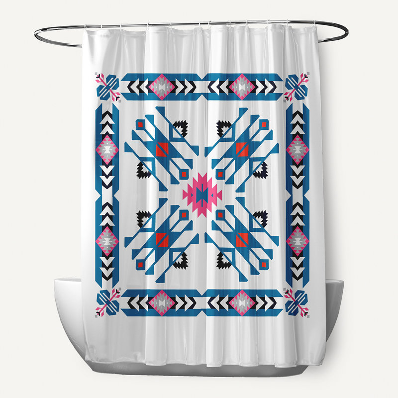 Alfreda Geometric Shower Curtain, Blue
