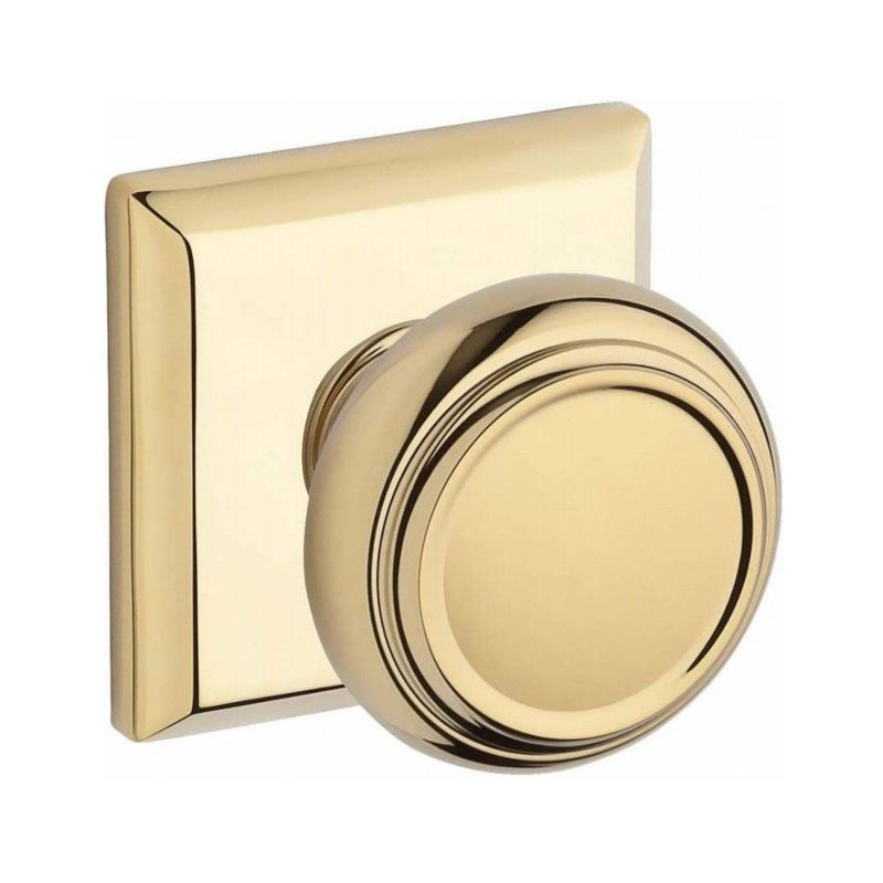 Traditional Double Dummy Door Knob with Traditional Square Rose, Polished Brass