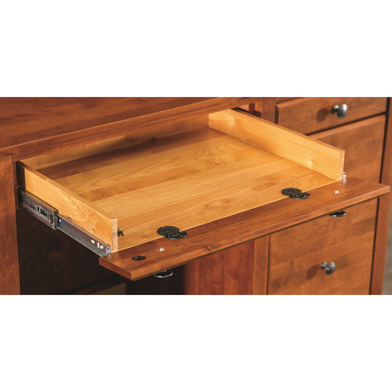 Malani 4 Drawer Solid Wood Desk in Warm Cherry