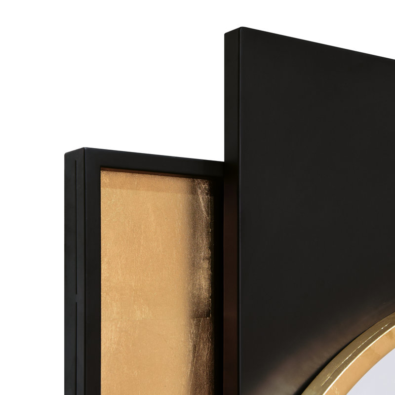 Modern Elegance Gold and Black Beveled Centre Mirror Featuring a Black and Gold Foiled Iron Frame
