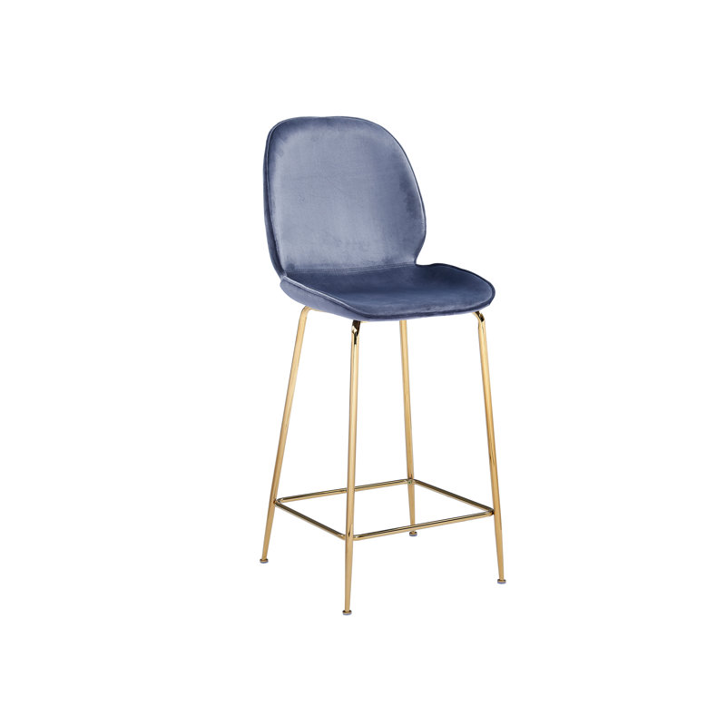 Darena Upholstered Counter Stool with Metal Frame, Gray, Counter Stool (24" Seat Height)